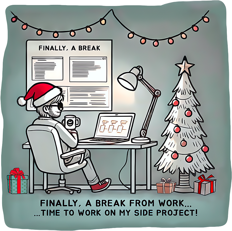 Illustration: engineers on Christmas